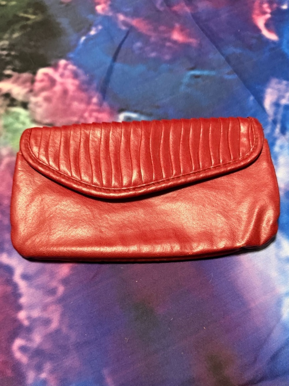 Red Quilted Leather Mini Clutch Bag
